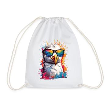 Möwe Sonnenbrille Sommer Urlaub bunt - Turnbeutel - Weiß - Vorne