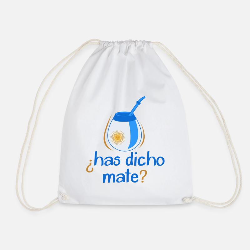 Argentina Flag Argentine Yerba Mate Tea - Drawstring Bag - white