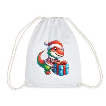 T-Rex Dino Child Gift Unwrap - Drawstring Bag - white - Front