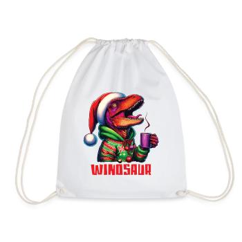 Winosaur Dino Raptor Velociraptor boit du vin chaud - Sac de sport léger - blanc - Devant