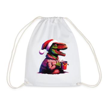 Dino trinkt Glühwein - Turnbeutel - Weiß - Vorne