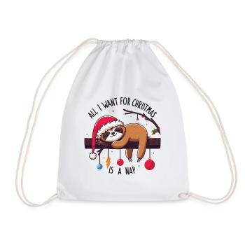 Sloth All I want for Christmas is a nap - Drawstring Bag - white - Front