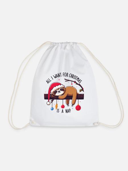 Faultier Sloth All I want for Christmas is a nap - Turnbeutel - Weiß