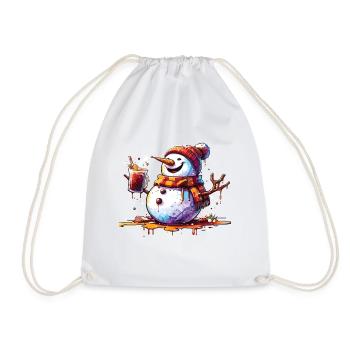 Snowman melts drinks mulled wine Christmas - Drawstring Bag - white - Front