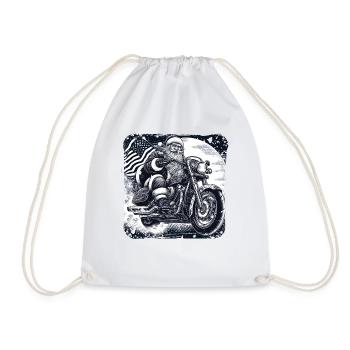 Motorbike Santa Clause Amerika Vollmond Kunst - Turnbeutel - Weiß - Vorne