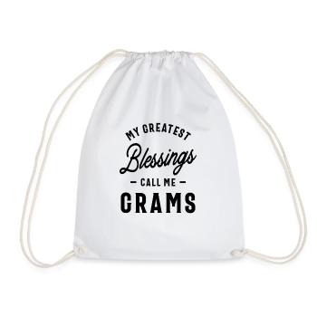 My Greatest Blessings Call Me Grams Funny Grandma - Drawstring Bag - white - Front