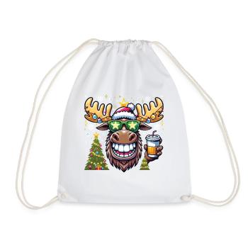 Elch Rentier Weihnachten Coffee To Go - Turnbeutel - Weiß - Vorne
