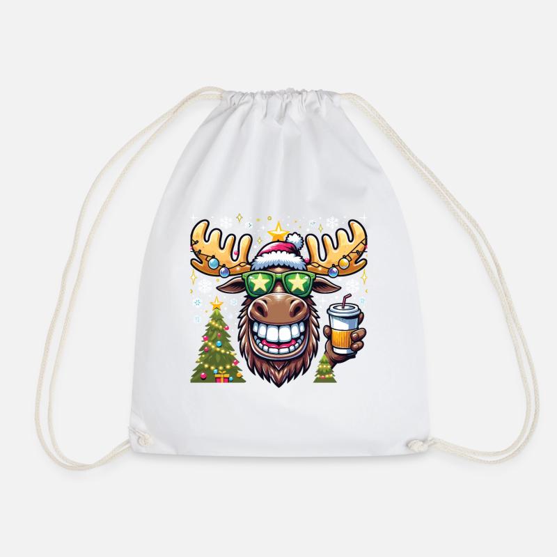 Elch Rentier Weihnachten Coffee To Go - Turnbeutel - Weiß