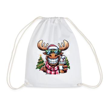 Elch Rentier Weihnachten Coffee To Go - Turnbeutel - Weiß - Vorne
