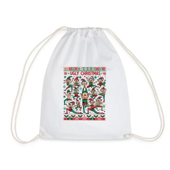 Elfen tanzen Yoga Ugly Christmas Sweater - Turnbeutel - Weiß - Vorne