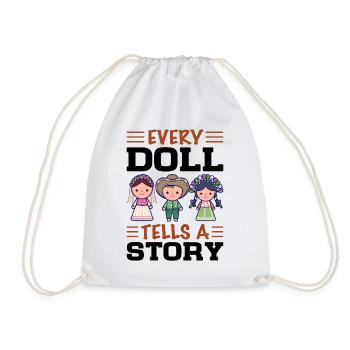 Collectible Doll Porcelain Doll Antique - Drawstring Bag - white - Front