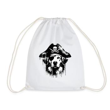 Pirate Dog Pirate Dog Graffiti Street Art Style - Drawstring Bag - white - Front