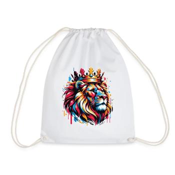 Colorful King Lion Graffiti Street Art Style - Drawstring Bag - white - Front