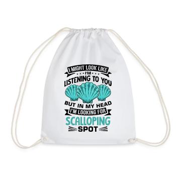 Seashell Shell Collector Scallop - Drawstring Bag - white - Front