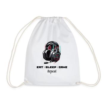 Eat Sleep Game Repeat Gamer Sayings Shirt - Drawstring Bag - white - Front