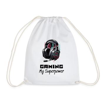 Gaming My Superpower Shirt Street Art Style - Turnbeutel - Weiß - Vorne