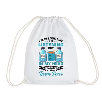 Funny epoxy resin saying - Drawstring Bag - white - Front