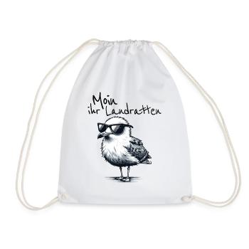Moin you landlubbers Funny Seagull Saying - Drawstring Bag - white - Front