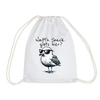 Watt'n Snack gibts hier Coole Möwe Nordsee Spruch - Turnbeutel - Weiß - Vorne