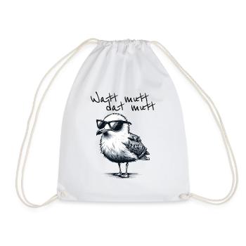 Watt mutt dat mutt Coole Möwe Nordsee Spruch - Drawstring Bag - white - Front