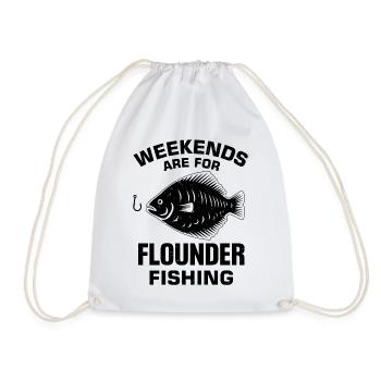 Flounder Fisherman Saying - Drawstring Bag - white - Front