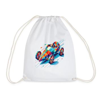 Colorful Soapbox Retro Polygon Racer - Drawstring Bag - white - Front