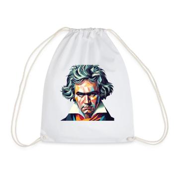 Beethoven Polygon Geometric Art - Drawstring Bag - white - Front