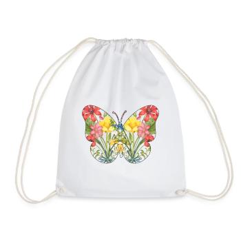 Wildflowers Flowers Butterfly - Drawstring Bag - white - Front