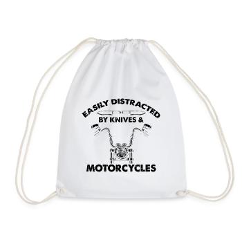 Knives and Motorcycles Knife Collectors Bikers - Drawstring Bag - white - Front