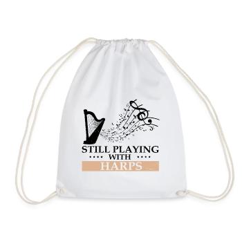 Harp design for harpist and harp player - Drawstring Bag - white - Front