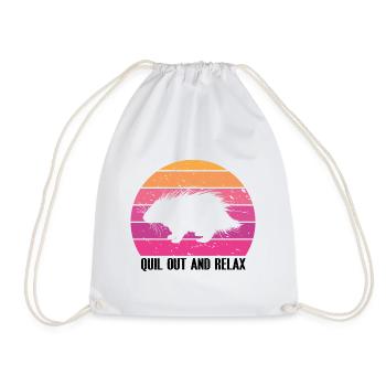 Porcupine Designs for Hedgehog Porcupine Fan - Drawstring Bag - white - Front