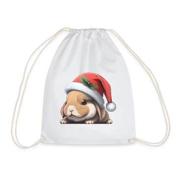 Lapin de Pâques avec chapeau de Noël - Sac de sport léger - blanc - Devant