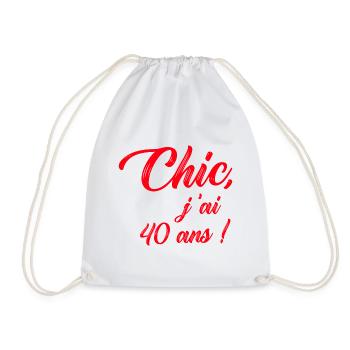 anniversaire chic j'ai 40 ans ! rouge - Sac de sport léger - blanc - Devant