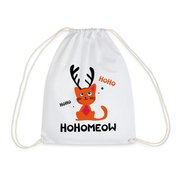 HohoMeow - Chat de Noël Idée cadeau Christmas - Sac de sport léger - blanc - Devant