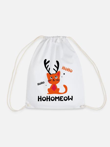 HohoMeow - Weihnachtskatze Geschenkidee Christmas - Turnbeutel - Weiß