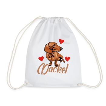 Dackel mit Herzen :-) - Turnbeutel - Weiß - Vorne