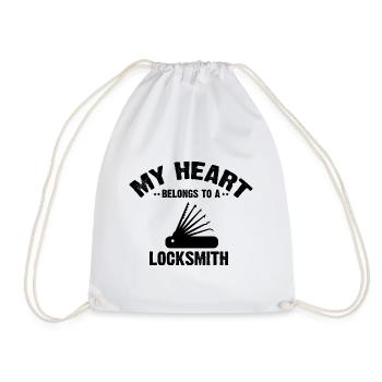 My heart belongs to a locksmith design - Drawstring Bag - white - Front
