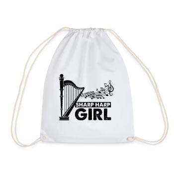 Harp design for harpist and harp player - Drawstring Bag - white - Front