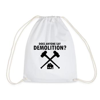 House demolition and house renovation - Drawstring Bag - white - Front