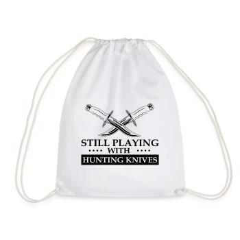 Games with Hunting Knife Knife Collector Knife Fan - Drawstring Bag - white - Front