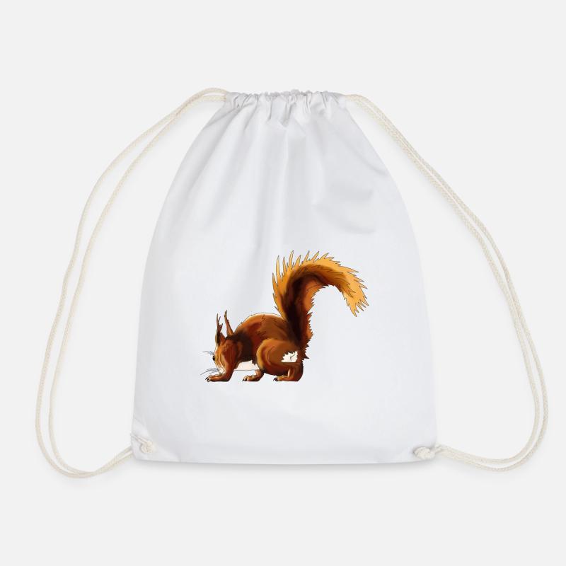 Squirrel Velcro Fall Edition - Drawstring Bag - white