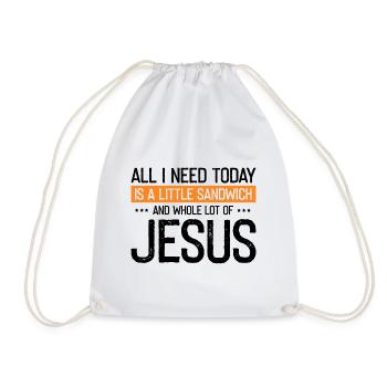 Jesus and Sandwich God Christ Christian - Drawstring Bag - white - Front