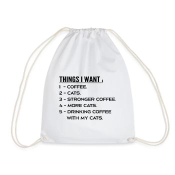 Dinge, die ich will Kaffee und Katzen - I Like Cats Coffee - Turnbeutel - Weiß - Vorne