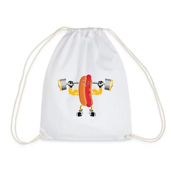 Bodybuilding Hot Dog Fitness Workout Gym - Drawstring Bag - white - Front