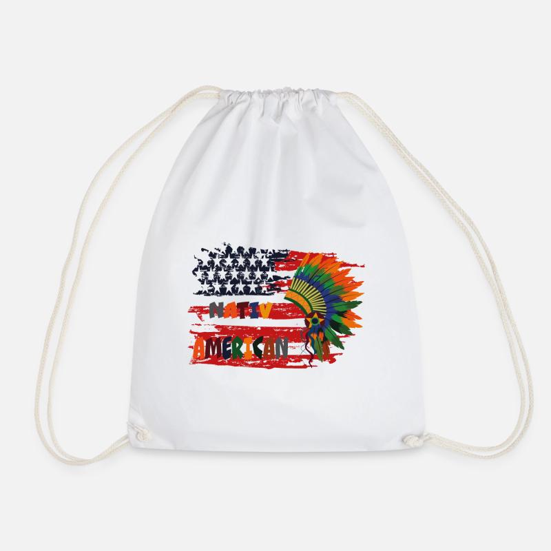 Native American Native American - Drawstring Bag - white