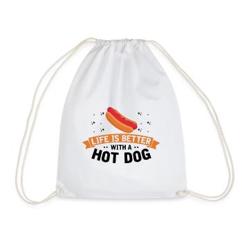 Life is Better with Hot Dog Hotdog BBQ - Drawstring Bag - white - Front