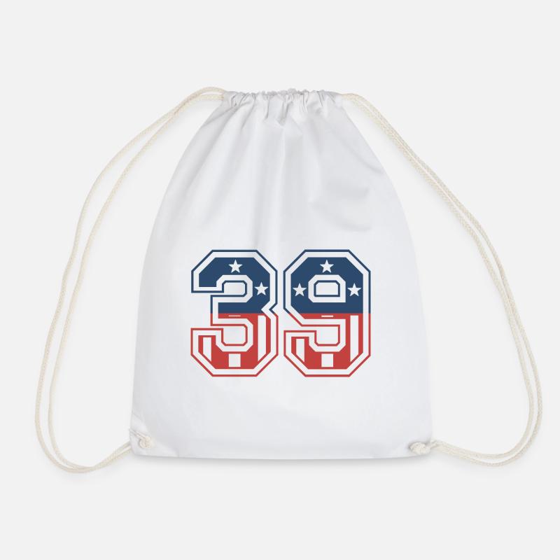 Number 39 USA - Drawstring Bag - white