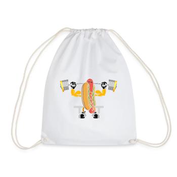 Hot Dog Bodybuilding Fitness Gym Gift - Drawstring Bag - white - Front