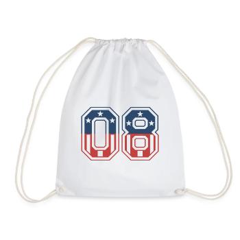 Number 08 USA - Drawstring Bag - white - Front