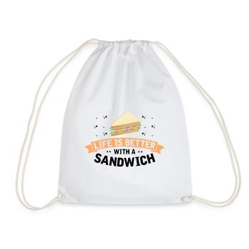 Life is Better with Sandwich Food BBQ - Drawstring Bag - white - Front